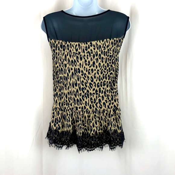 Ann Taylor leopard print knit peplum tank top XS - Picture 5 of 6